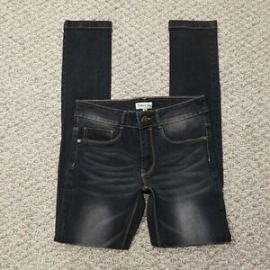 Tribeca Gal Black Stonewashed Distressed Skinny Jeans 7/8